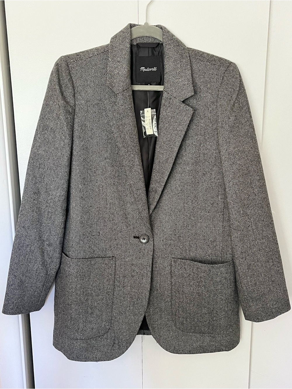 Madewell Oversized Larsen Blazer in Herringbone Size M NWT